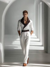 Men's fashion color-blocking jumpsuit (with belt)